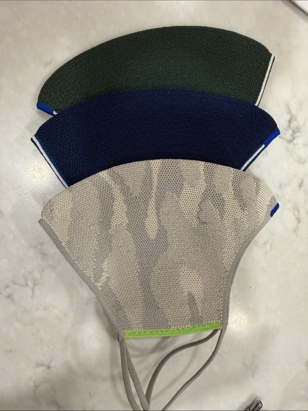 Rothy's Neutral Camo Knit Mask Trio with Navy and Olive
